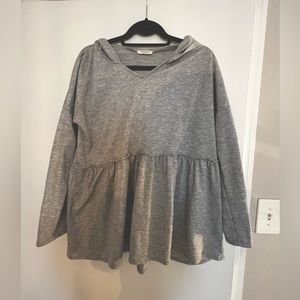 Heather grey peplum top with hood